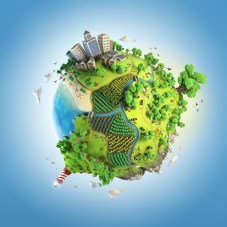 globe concept of idyllic green world