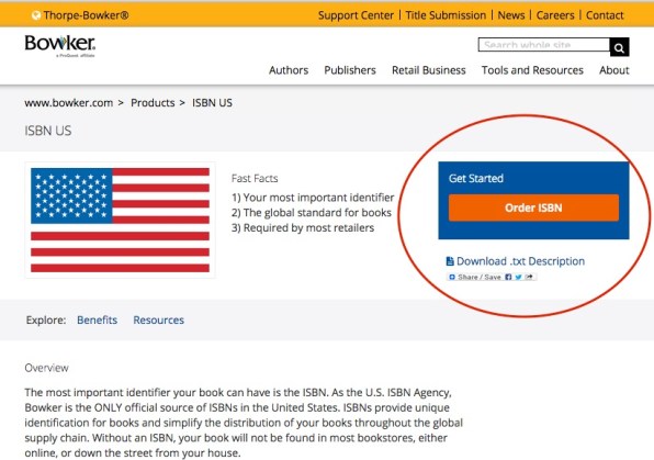 Bowker Order ISBN page