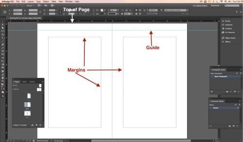 Workspace margins top of page guide